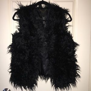 J Crew Black Fur Vest